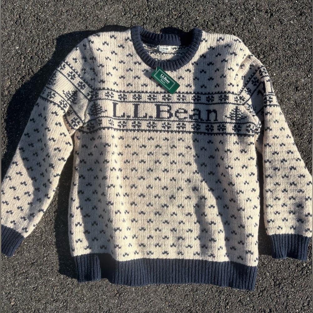 L.L. Bean Men's Wool Heritage Blue Crewneck Sweater size L